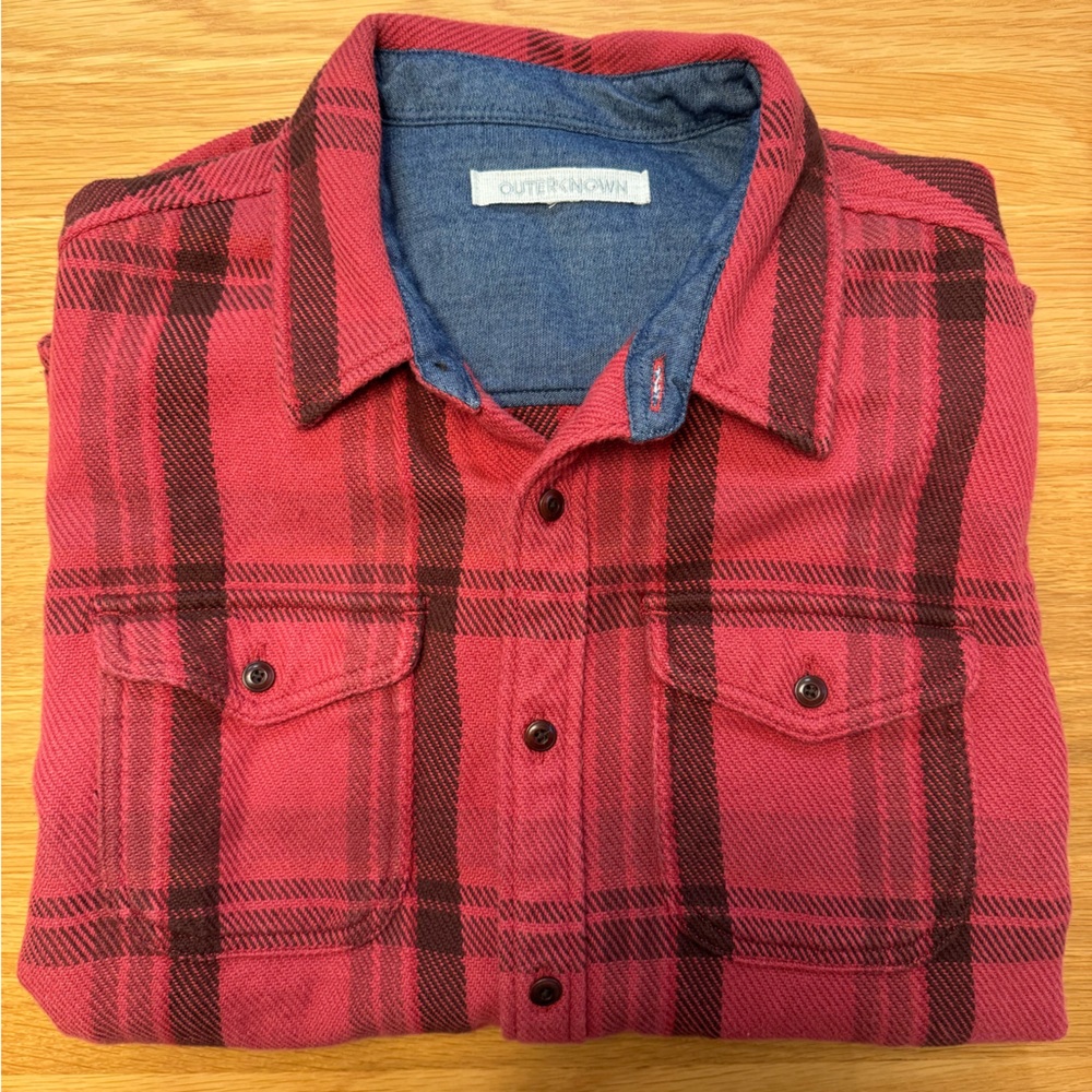 Outerknown Blanket Shirt M Dusty Red Cusco Plaid